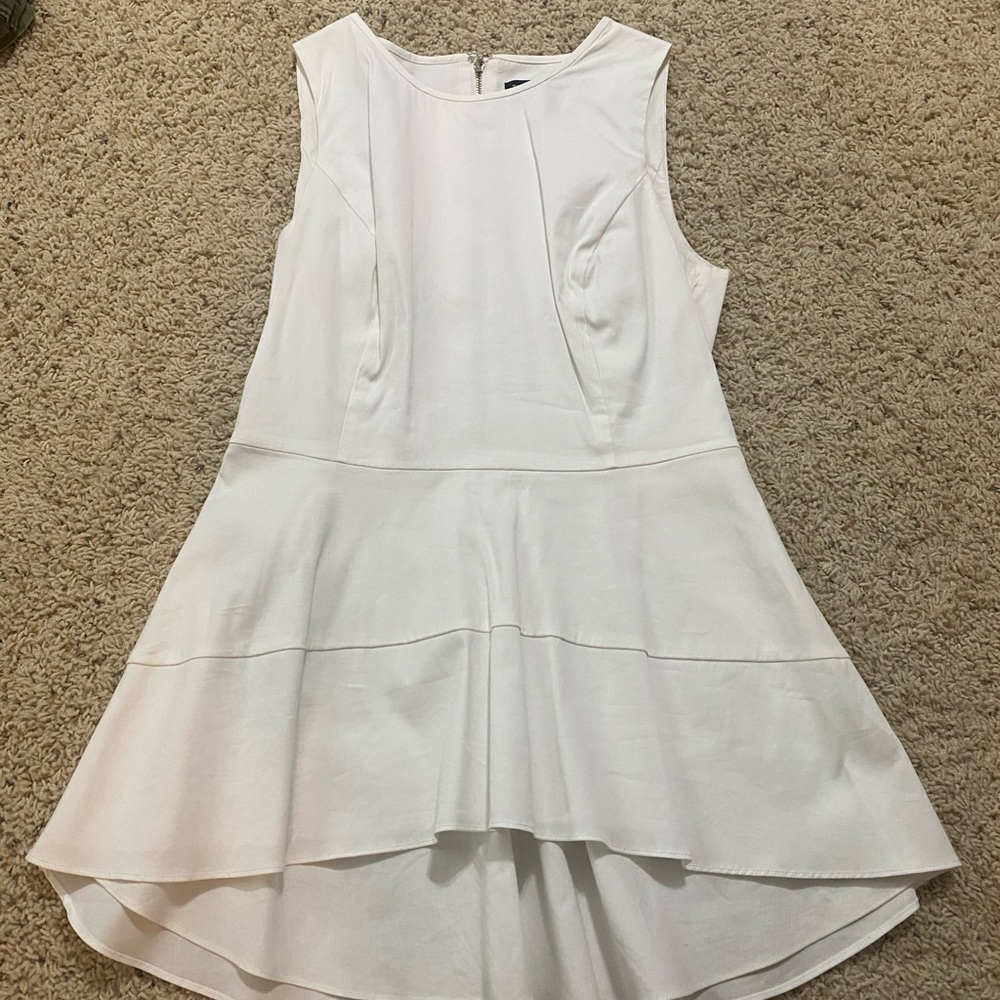 Whbm babydoll white top with gold zipper detail